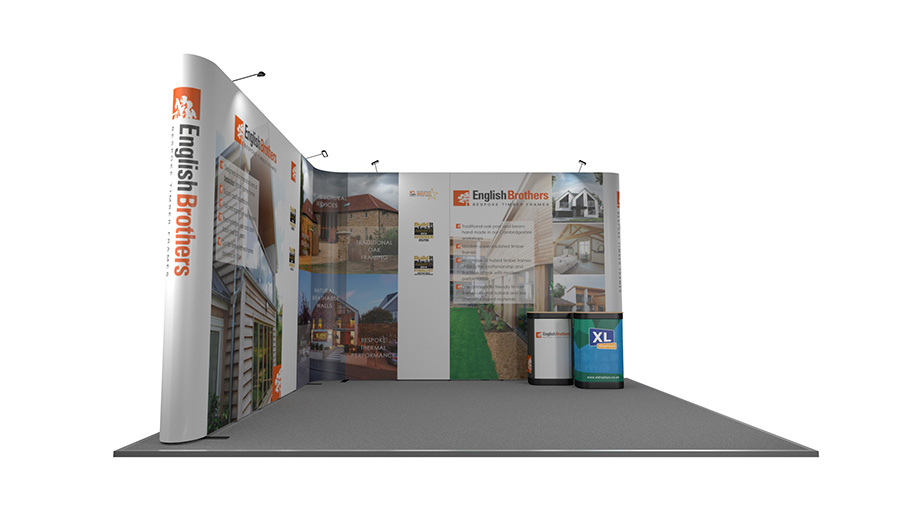 Jumbo Linked Pop Up Exhibition Backwall 5m x 5m Can Be Used in Multiple Configurations